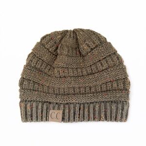 C.C Green Slouchy Knit Hat with Textured Design
